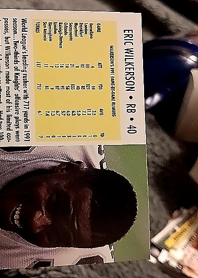 1991 Pro Set #709 Eric Wilkerson New York New Jersey Knights — back