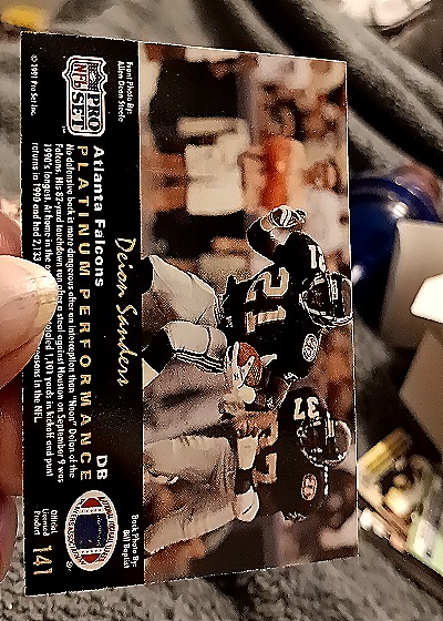 1991 Pro Set Platinum #141 Deion Sanders — back