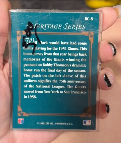 1992 Studio Heritage Series #BC-8 Bobby Thomson — front