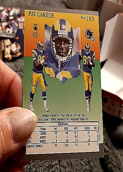 1991 Pro Set #183 Pat Carter — back