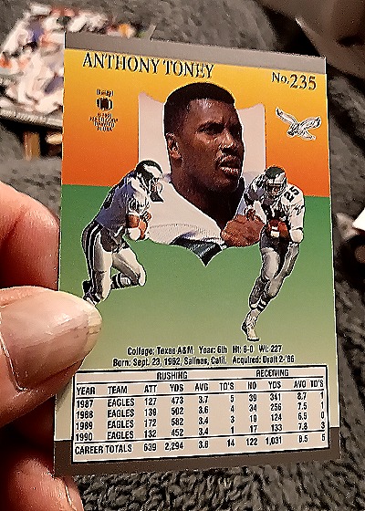 1992 Pro Set #235 Anthony Toney — back