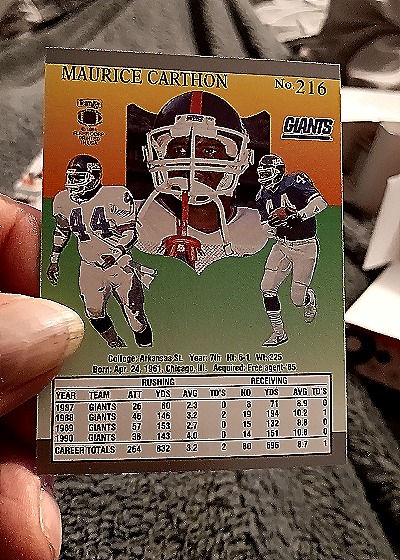1991 Fleer Ultra #216 Maurice Carthon — back