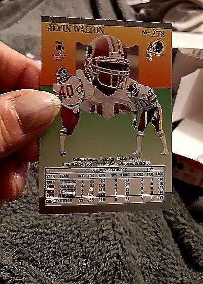 1991 Ultra Football #278 Alvin Walton — back