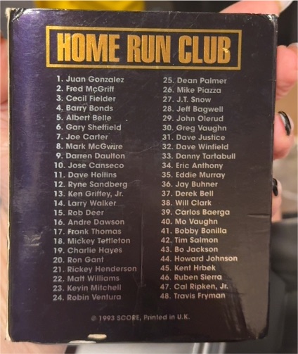 1993 Score Home Run Club Baseball Card Set — front