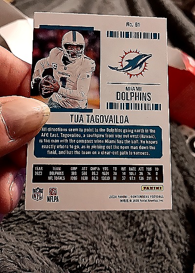 2024 Panini Contenders Football Game Ticket #61 Tua Tagovailoa — back
