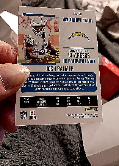 2024 Panini Contenders Season Ticket #56 Josh Palmer — back