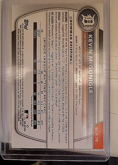 2025 Bowman Chrome #BCP-79 Kevin McGonigle — back