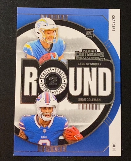 2024 Panini Contenders Round Numbers #9 Ladd McConkey, Keon Coleman — front
