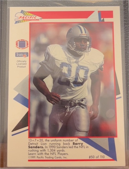 1991 Pacific Flash Cards #50 Barry Sanders — front
