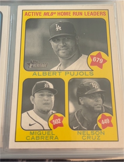 2022 Topps Heritage #1 Albert Pujols / Miguel Cabrera / Nelson Cruz — front