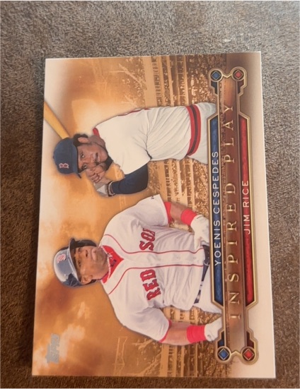 2015 Topps Inspired Play #I-8 Yoenis Cespedes / Jim Rice — front