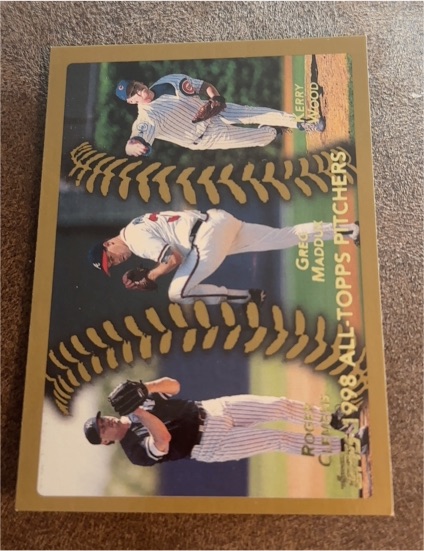 1999 Topps #460 Roger Clemens/Greg Maddux/Kerry Wood — front