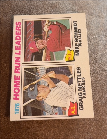 1977 Topps #2 1976 Home Run Leaders Mike Schmidt / Graig Nettles — front