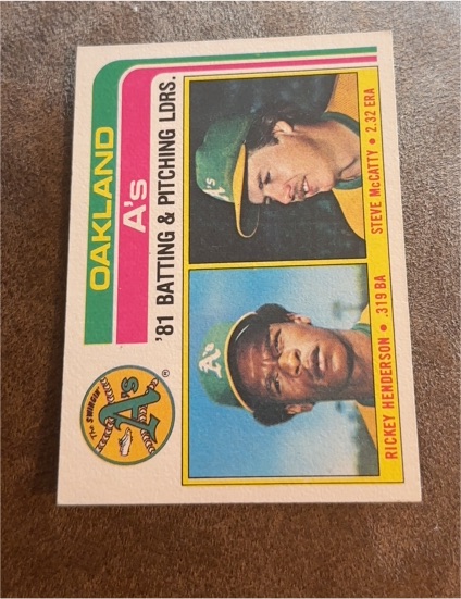 1982 Topps #156 Rickey Henderson, Steve McCatty — front