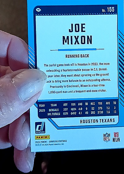 2024 Donruss #155 Joe Mixon — back