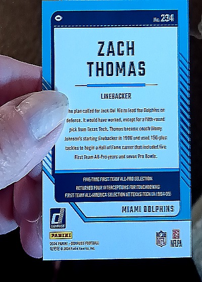2024 Donruss #234 Zach Thomas — back