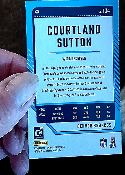 2024 Donruss #134 Courtland Sutton — back