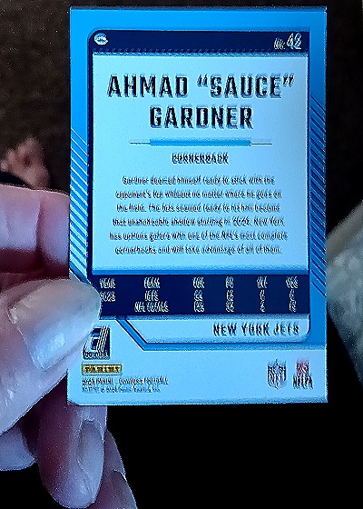 2024 Donruss #42 Ahmad "Sauce" Gardner — back