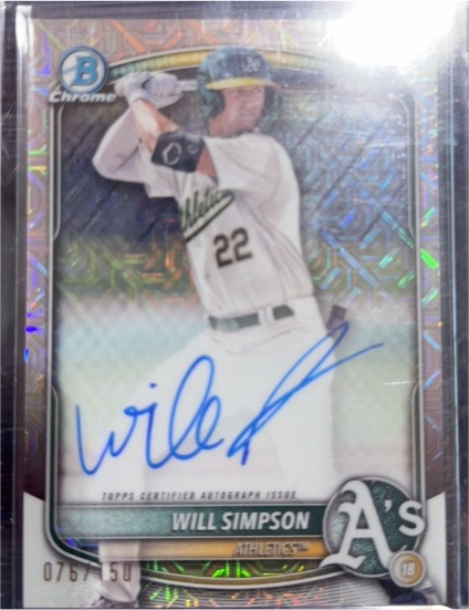 2025 Bowman Chrome Prospect Autographs #CPA-WSI Will Simpson — front