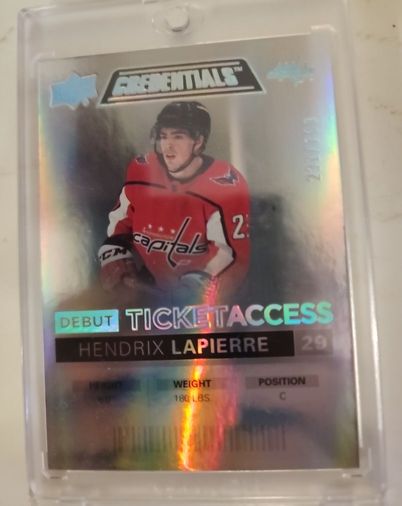 2021-22 Upper Deck Credentials Debut Ticket Access #123 Hendrix Lapierre — front