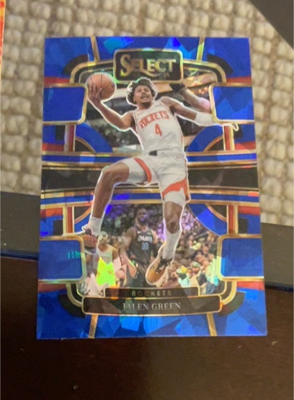 2023-24 Panini Select #42 Jalen Green Concourse Blue Cracked Ice Rockets — front
