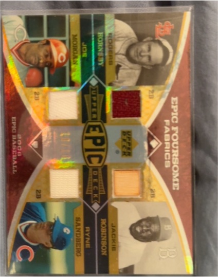 2006 Upper Deck Epic Foursome Fabrics Joe Morgan/Joe Medwick/Jackie Robinson/Ryne Sandberg — front