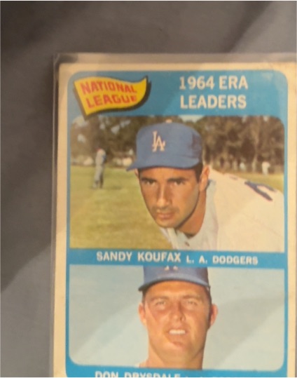 1965 Topps #8 NL ERA Leaders Sandy Koufax Don Drysdale — front