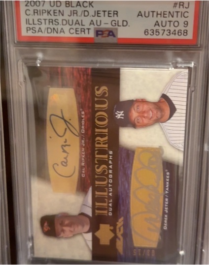 2007 Upper Deck Black #RJ Cal Ripken Jr./Derek Jeter Dual Autographs — front