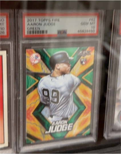 2017 Topps Fire #62 Aaron Judge Green Parallel RC — front