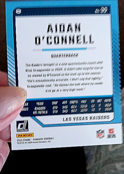 2024 Panini Donruss #30 Aidan O'Connell — back