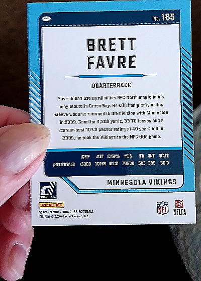 2024 Donruss #185 Brett Favre — back