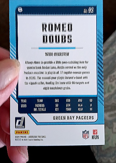 2024 Panini Donruss #92 Romeo Doubs — back