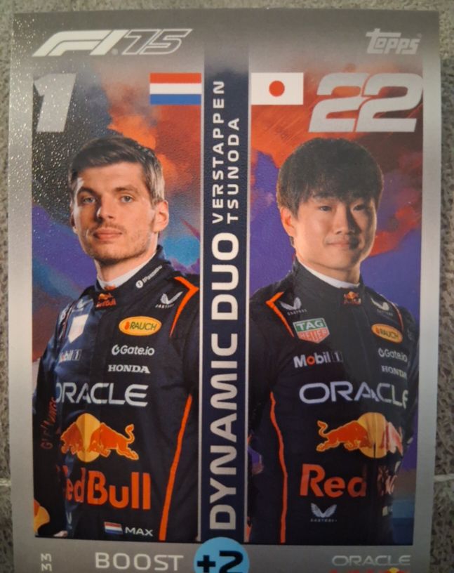 2025 Topps Turbo Attax #35 Max Verstappen & Yuki Tsunoda — front