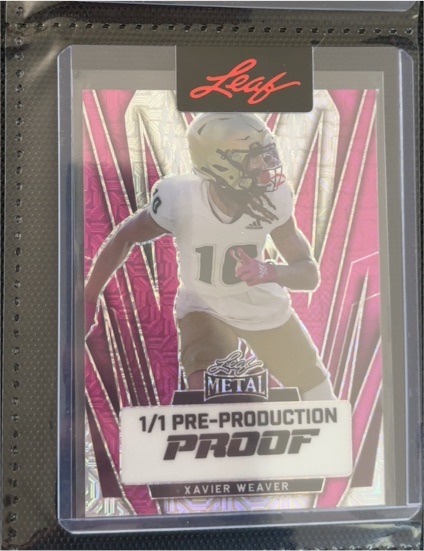 2024 Leaf Metal Pre-Production Proof 1/1 Pink Wave Xavier Weaver — front