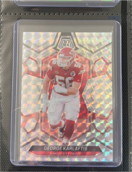 2024 Panini Mosaic George Karlaftis Pink Camo Prizm Kansas City Chiefs — front
