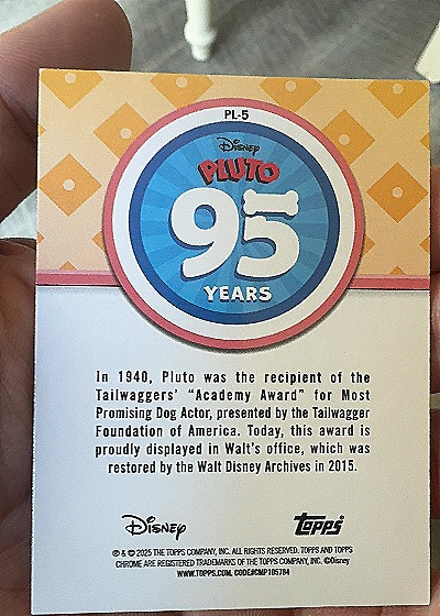 2025 Topps Chrome Disney Pluto 95 Years Insert #PL-5 — back