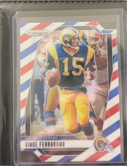 2024 Panini Prizm #174 Vince Ferragamo Red White Blue Prizm Los Angeles Rams — front