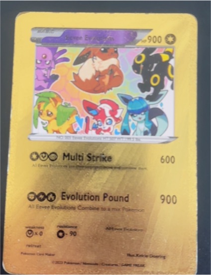 2023 Fan Art Eevee Evolution V Gold Foil Multi Strike HP900 — front