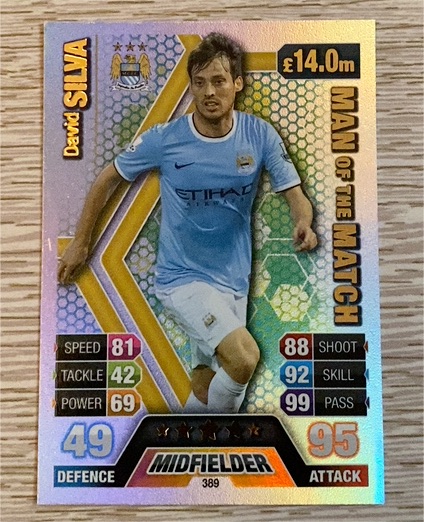 2013/2014 Topps Match Attax Man of the Match #389 David Silva — front