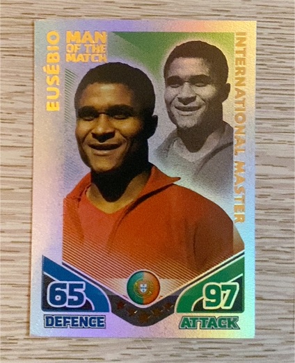 2010 Topps Match Attax World Cup #Eusebio International Master Man of the Match — front