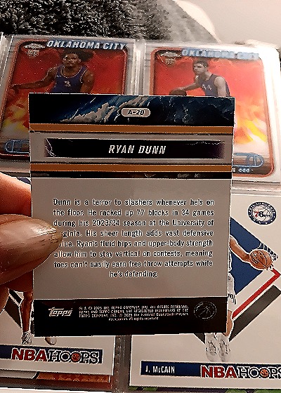 2023-24 Topps Rookie Advisory #A-20 Ryan Dunn — back