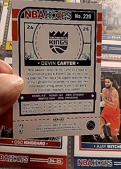 2024-25 Panini NBA Hoops #239 Devin Carter — back