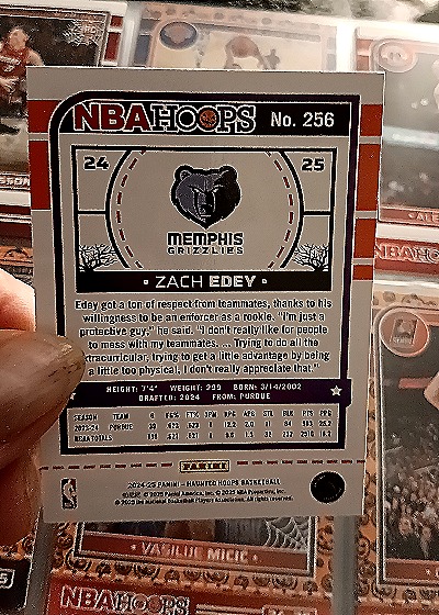 2024-25 Panini NBA Hoops #256 Zach Edey — back