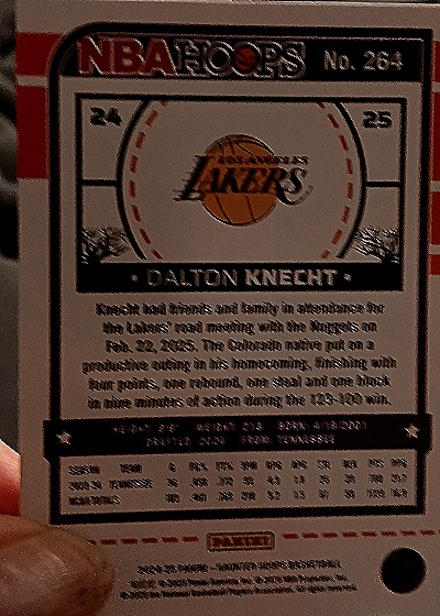 2024-25 Panini NBA Hoops #264 Dalton Knecht — back