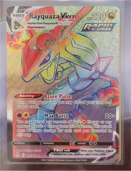 2021 Pokémon Evolving Skies #217 Rayquaza VMAX — front
