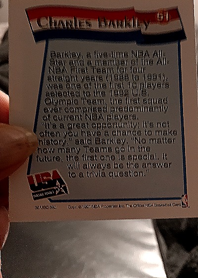1991-92 NBA Hoops #51 Charles Barkley — back