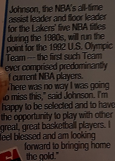 1992 NBA Hoops # Magic Johnson 1992 USA Basketball Team — back