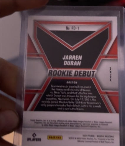 2022 Panini Mosaic Rookie Debut #RD-1 Jarren Duran — front