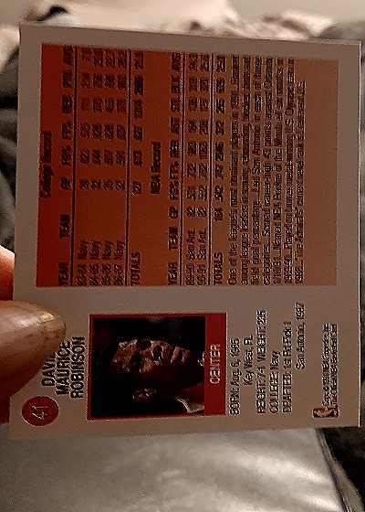 1991-92 Hoops McDonald's #41 David Robinson — back