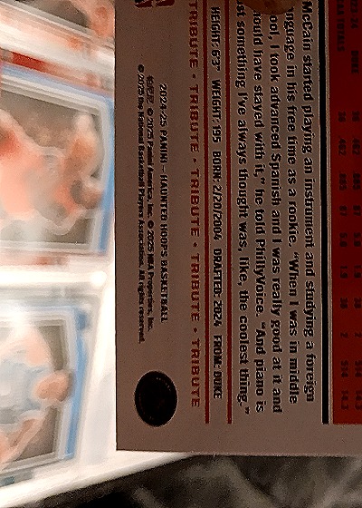 2024-25 Panini Haunted Hoops #296 Jared McCain Rookie Tribute — back